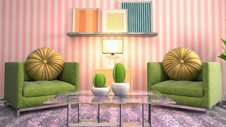interior with chair. 3d illustration.