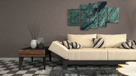 Interior of the living room. 3D illustration.