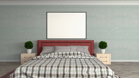mock up poster frame in interior background. 3D Illustration.の写真素材
