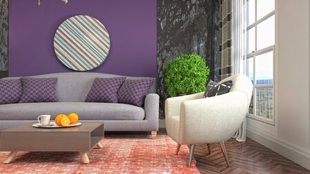 Interior of the living room. 3D illustration.
