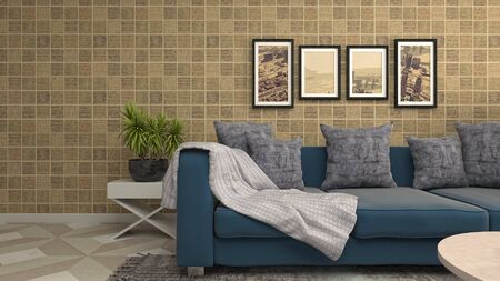 Interior of the living room. 3D illustration.