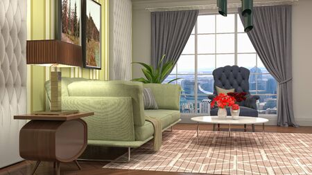 Interior of the living room. 3D illustration.