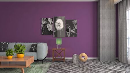 Interior of the living room. 3D illustration.