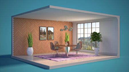 Interior dining area. 3d illustration.の写真素材