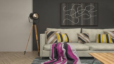 Interior of the living room. 3D illustration.
