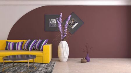 Interior of the living room. 3D illustration.