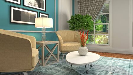 interior with chair. 3d illustration.