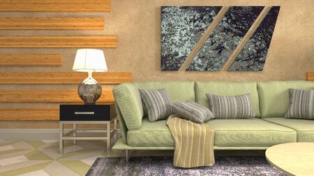 Interior of the living room. 3D illustration.