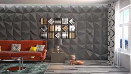 Interior of the living room. 3D illustration.