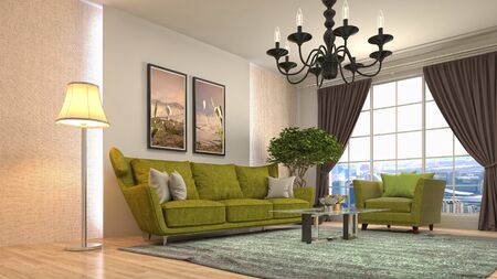 Interior of the living room. 3D illustration.