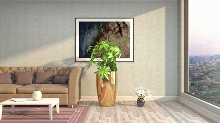 Interior of the living room. 3D illustration.