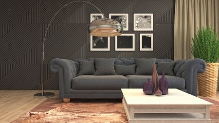 Interior of the living room. 3D illustration.