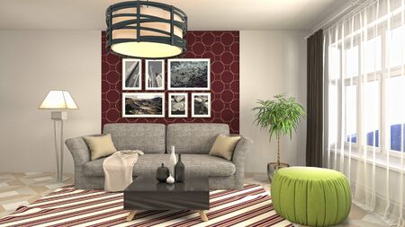 Interior of the living room. 3D illustration.