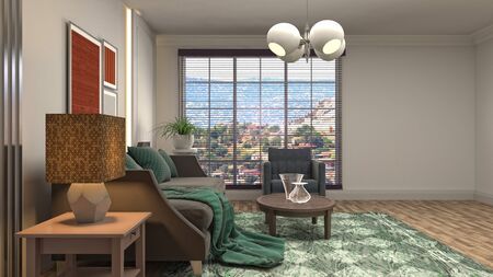 Interior of the living room. 3D illustration.の写真素材