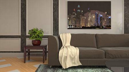 Interior of the living room. 3D illustration.