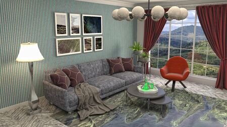 Interior of the living room. 3D illustration.