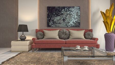 Interior of the living room. 3D illustration.