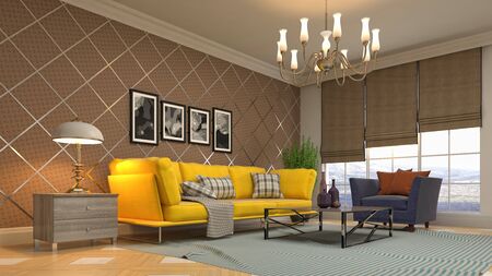 Interior of the living room. 3D illustration.