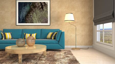 Interior of the living room. 3D illustration.