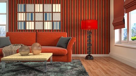 Interior of the living room. 3D illustration.の写真素材
