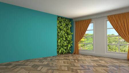Empty interior with window. 3d illustration.の写真素材