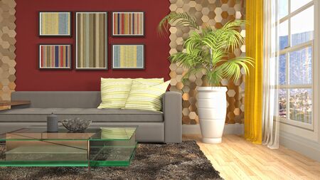 Interior of the living room. 3D illustration.