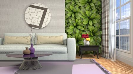 Interior of the living room. 3D illustration.