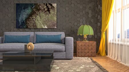 Interior of the living room. 3D illustration.の写真素材