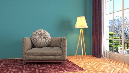 interior with chair. 3d illustration.の写真素材