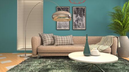 Interior of the living room. 3D illustration.