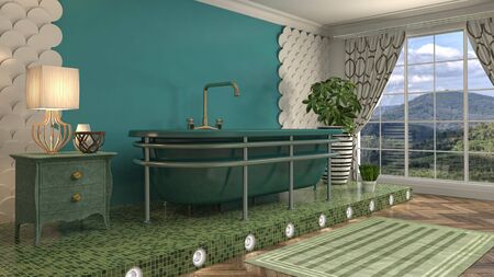 Bathroom interior. 3D illustration. Bath.の写真素材