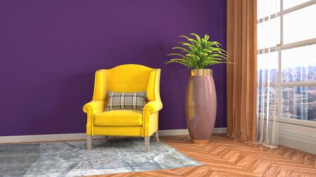 interior with chair. 3d illustration.の写真素材
