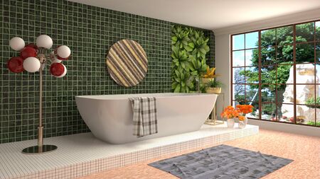 Bathroom interior. 3D illustration. Bath.の写真素材