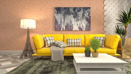 Interior of the living room. 3D illustration.