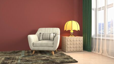 interior with chair. 3d illustration.の写真素材
