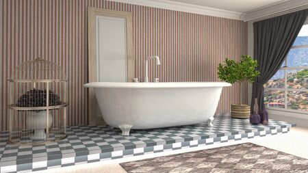 Bathroom interior. 3D illustration. Bath.の写真素材