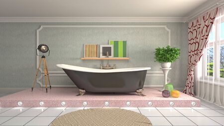 Bathroom interior. 3D illustration. Bath.の写真素材