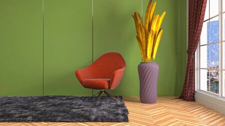 interior with chair. 3d illustration.の写真素材