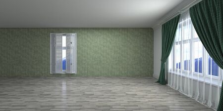 Empty interior with window. 3d illustration.の写真素材
