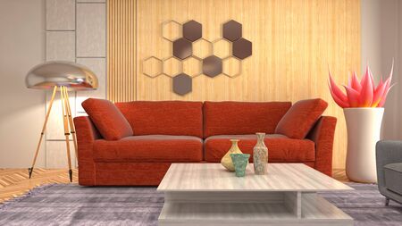 Interior of the living room. 3D illustration.の写真素材
