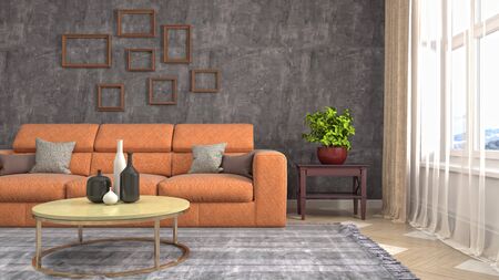 Interior of the living room. 3D illustration.
