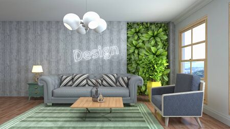 Interior of the living room. 3D illustration.の写真素材
