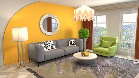 Interior of the living room. 3D illustration.