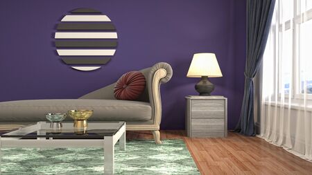Interior of the living room. 3D illustration.