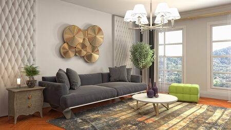Interior of the living room. 3D illustration.