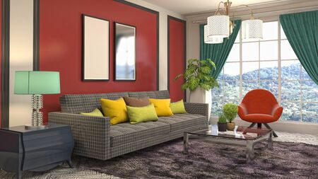 Interior of the living room. 3D illustration.