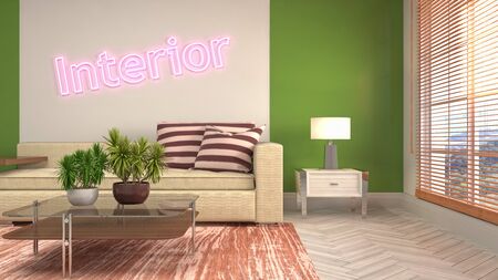Interior of the living room. 3D illustration.の写真素材
