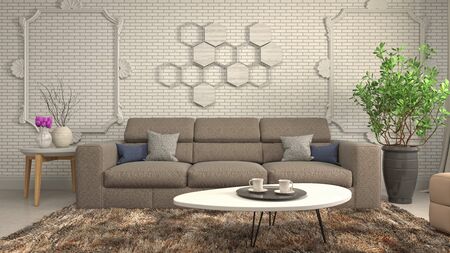 Interior of the living room. 3D illustration.の写真素材