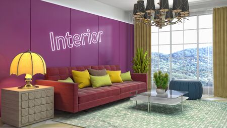 Interior of the living room. 3D illustration.の写真素材