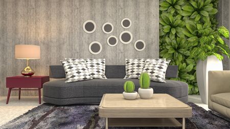 Interior of the living room. 3D illustration.